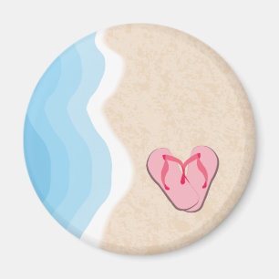 Imã Flip-flops cor-de-rosa no ímã da praia