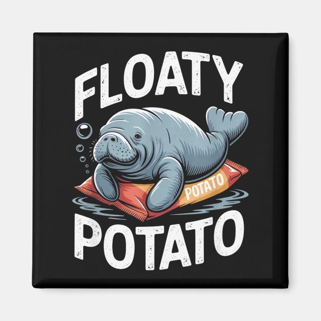 Imã Floaty Tatoes Manatee Funny Sea Cow Ocean Animal L (Frente)