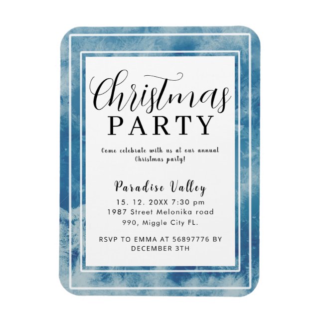 Ímã Floco de Neve Azul Moderno do céu (Vertical)