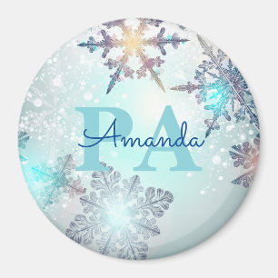 Imã Floco de Neve Azul Nome Personalizado PA