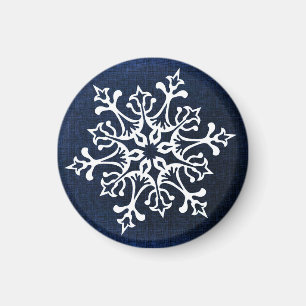 Imã Floco de neve branco no azul