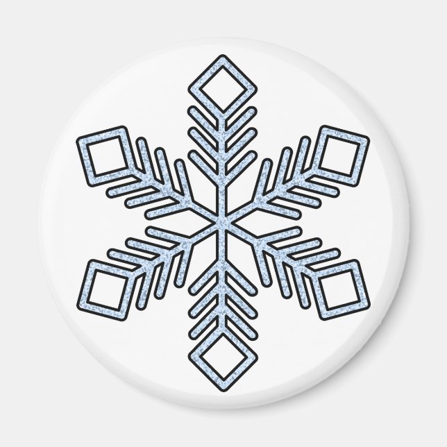 Imã Floco de Neve Brilhante - Galhos Azul Bebê (Frente)