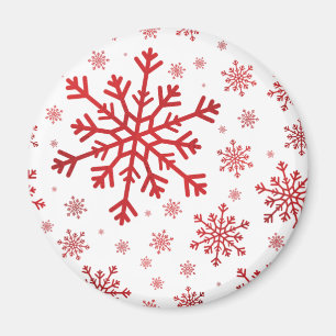 Imã Flocos de neve bonito de Natal Vermelho em Branco 