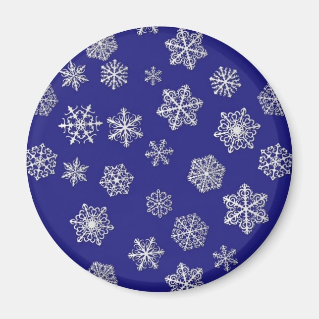 Imã Flocos de neve brancos contra azul de cobalto prof (Frente)
