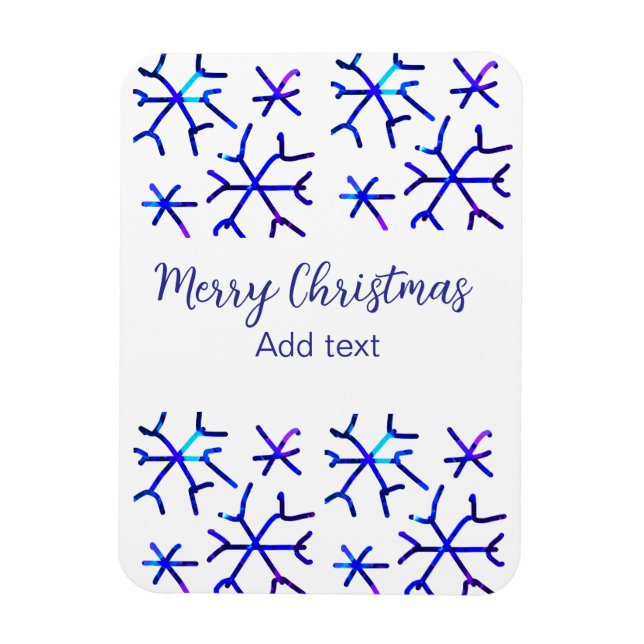 Ímã Flocos de neve brilhantes metálicos azuis Padrão d (Vertical)