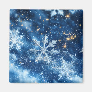 Imã Flocos de Neve Cintilantes de Natal de Inverno