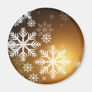 Imã Flocos de neve com brilho Dourado