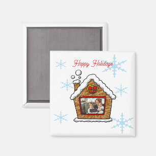 Imã Flocos de Neve de Casa de Gingerbread Personalizad