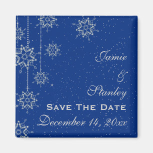 Imã Flocos de neve de cristal azul casamento Save the 