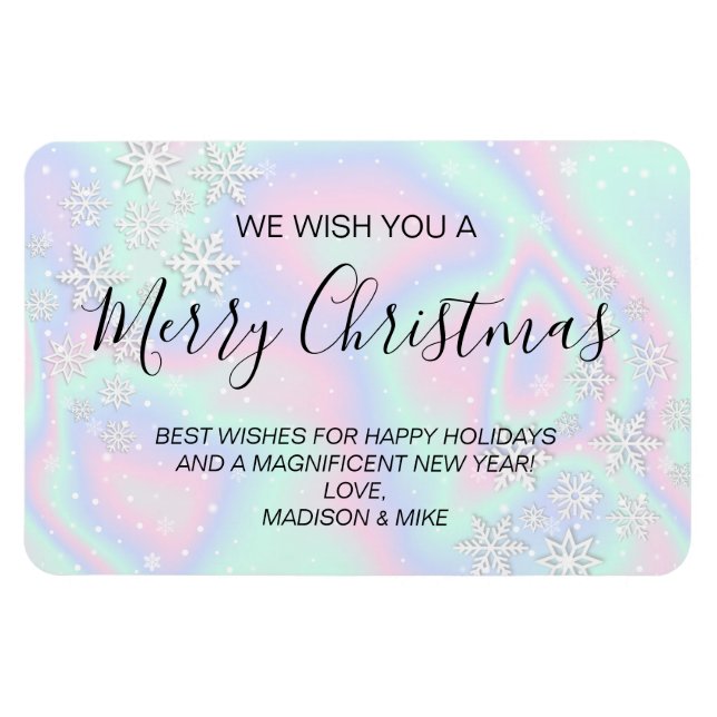 Ímã Flocos de neve holográficos de textura falsa líqui (Horizontal)