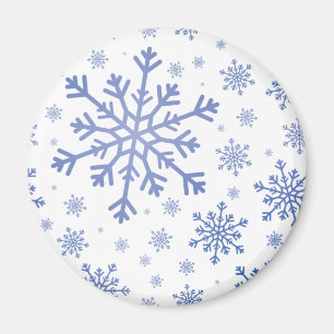 Imã Flocos de neve marinho azul de Natal em branco de 