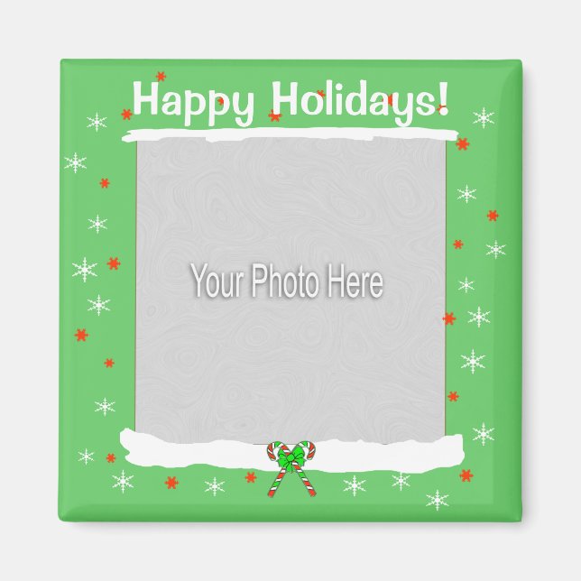 Imã Flocos de neve verdes e felizes (quadro fotográfic (Frente)