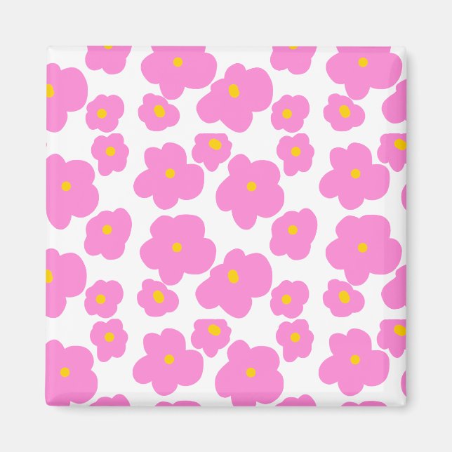 Imã Flor amarela rosa margarida moderna padrão elegant (Frente)