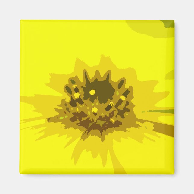 Imã Flor Amarelo-Amarelo vívido por Abstrato bonito (Frente)