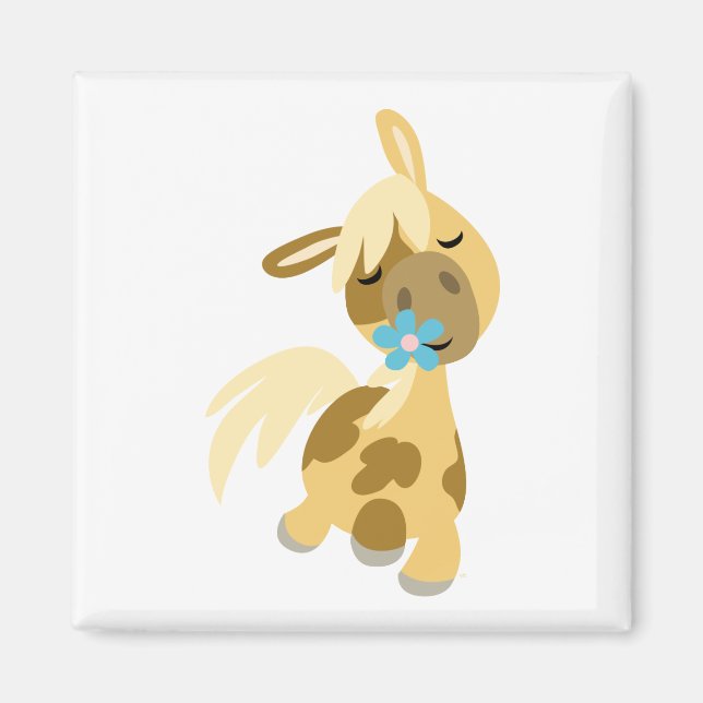 Imã Flor Azul e Magneta de Pony de Cartoon (Frente)