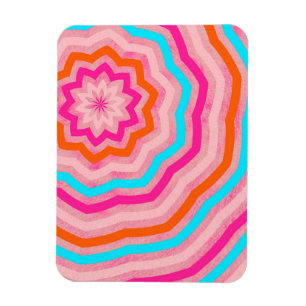 Ímã Flor Brilhante Abstrata Divertida em Laranja Rosa
