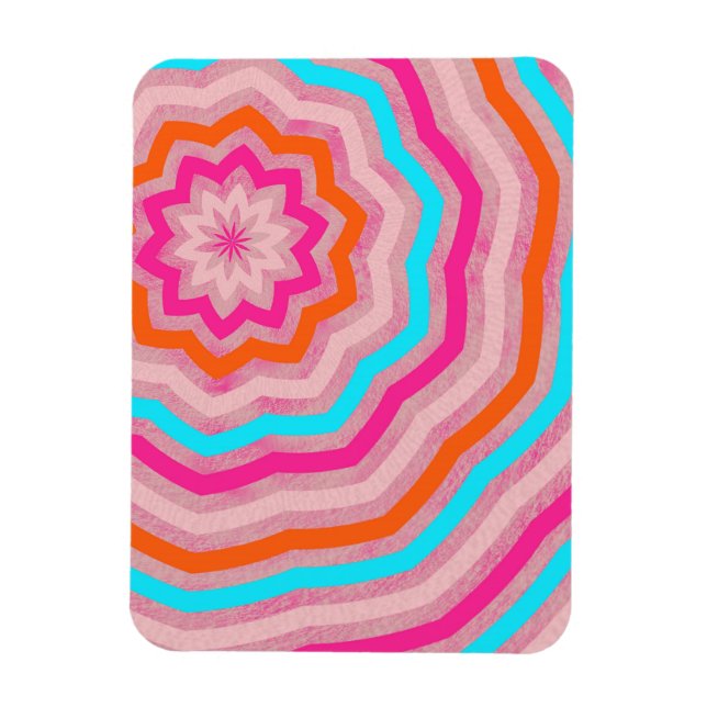 Ímã Flor Brilhante Abstrata Divertida em Laranja Rosa  (Vertical)