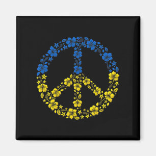 Imã Flor da Paz Ucrânia I Stand Com Bandeira Da Ucrâni