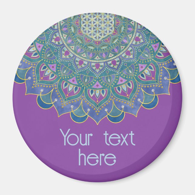 Imã Flor Da Vida - Estilo De Mandala Índia 1 (Frente)