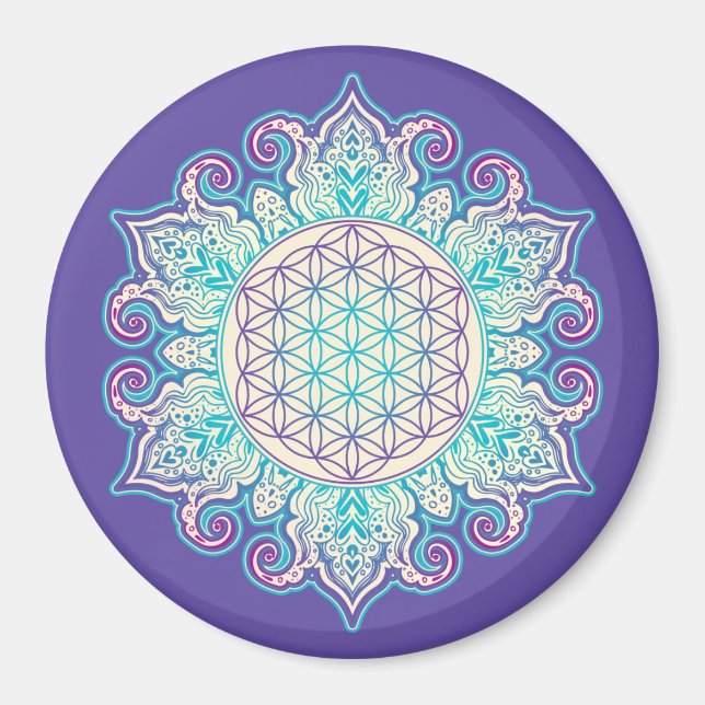 Imã Flor Da Vida - Índia Mandala 2 (Frente)