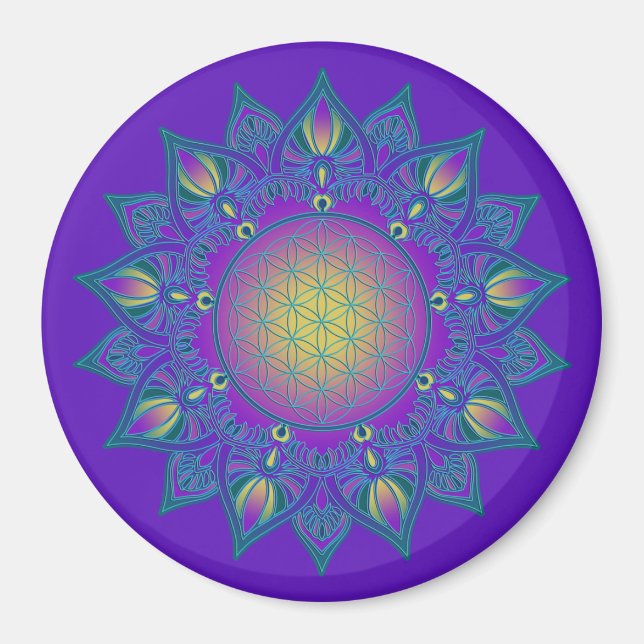 Imã Flor Da Vida - Índia Mandala 3 (Frente)