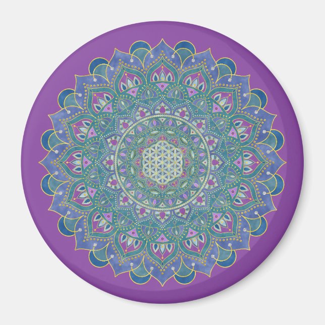 Imã Flor Da Vida - Mandala Estilo Índia 1 (Frente)
