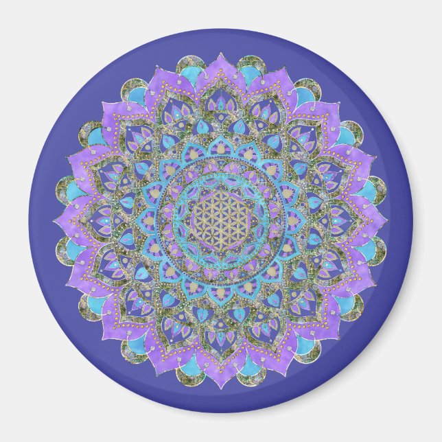 Imã Flor da Vida - Mandala Estilo Índia 2 (Frente)
