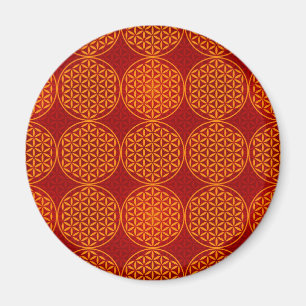 Imã Flor da vida - padrão do selo - vermelho laranja