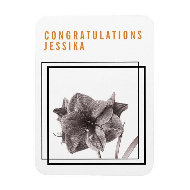 Ímã Flor de Amarílis Moderna Laranja (Vertical)