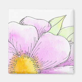 Imã Flor de Aquarela Rosa Caprichosa