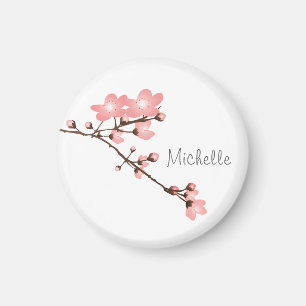 Imã Flor de Cereja Rosa Personalizado 2 " Magnet Quadr