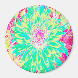 Imã Flor de Dália Amarelo e Magenta Decorativa