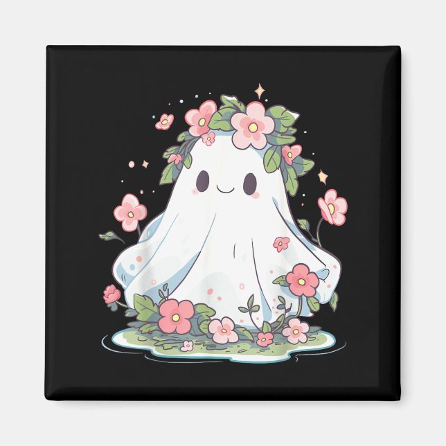 Imã Flor de Fantasma de Halloween Mulheres Meninas Hal (Frente)