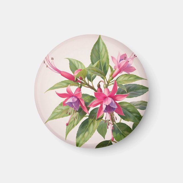 Imã Flor de fúcsia rosa vibrante (Frente)