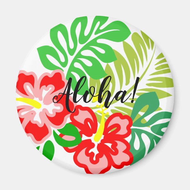Imã Flor de Hibisco Estampa Havaiana (Frente)