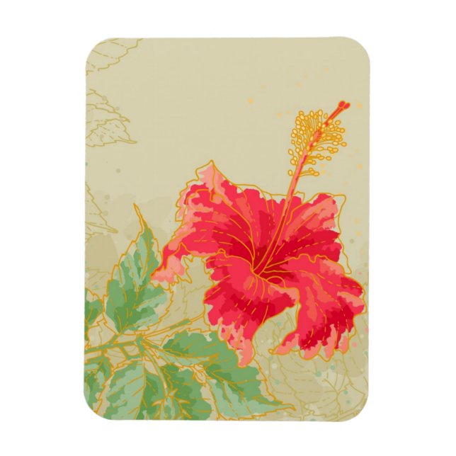 Ímã Flor de Hibiscus sobre fundo tonto (Vertical)