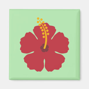 Imã Flor de Hibiscus Vermelho de Cartoon Simples