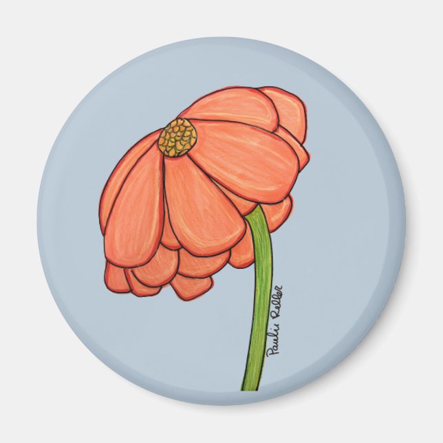 Imã Flor de Laranja com fundo Azul (Frente)