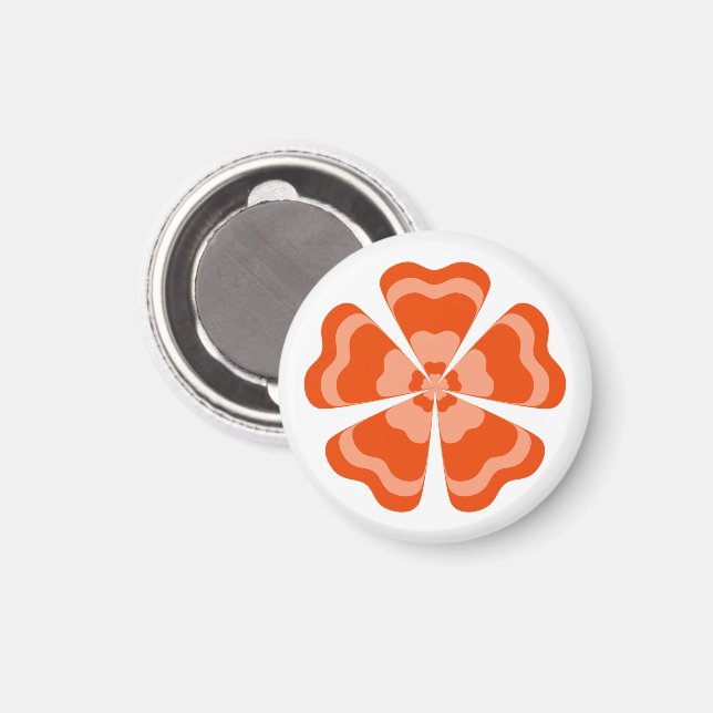 Imã Flor de Laranja Estilizada em Retro (Front/Back)