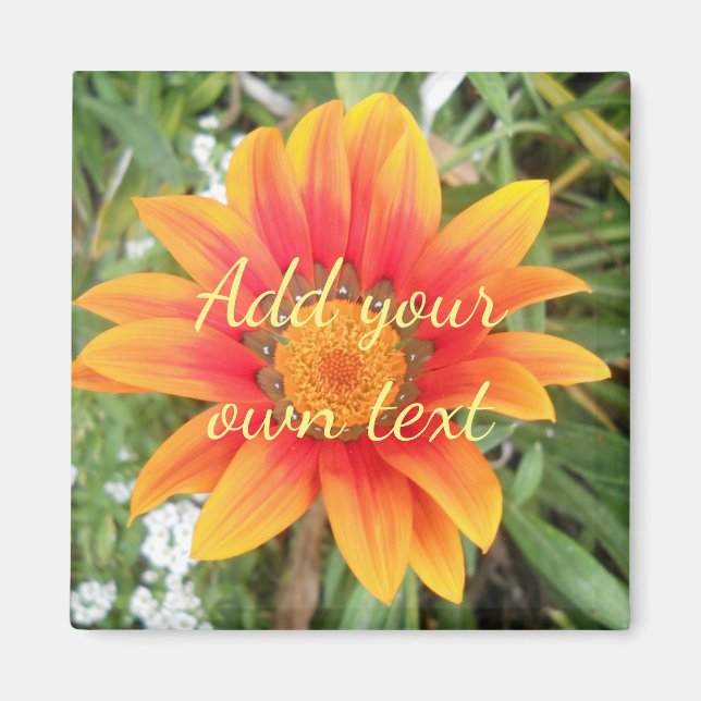 Imã Flor de Laranja Única com Texto Personalizado (Frente)