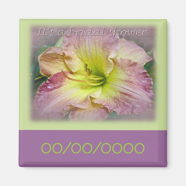 Imã Flor de Lírio Cor-de-Rosa Chique de Noiva (Frente)