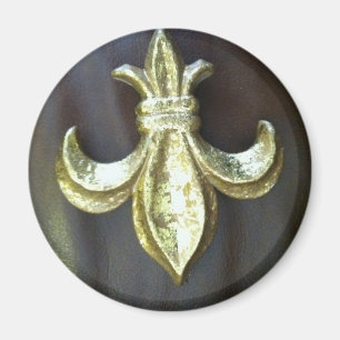 Imã Flor de lis Dourado em Brown
