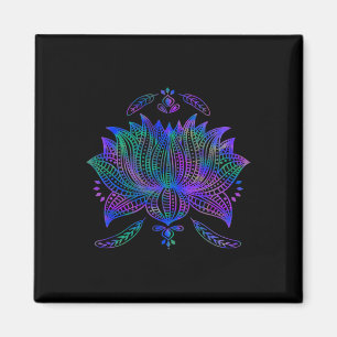 Imã Flor de Lótus em Aquarela Yoga Bonito 
