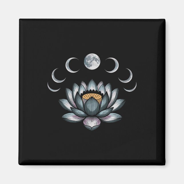 Imã Flor de Lótus Fases da Lua Zen Amante de Yoga Espi (Frente)
