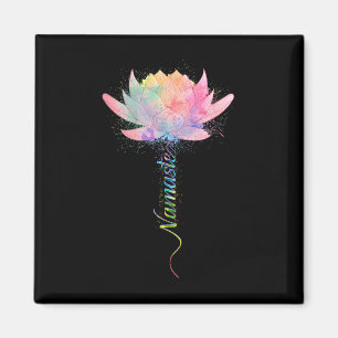 Imã Flor de Lótus Namaste Yoga Aquarela Meditação Ze