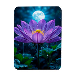 Ímã Flor de Lótus Roxa sob Luz do Luar