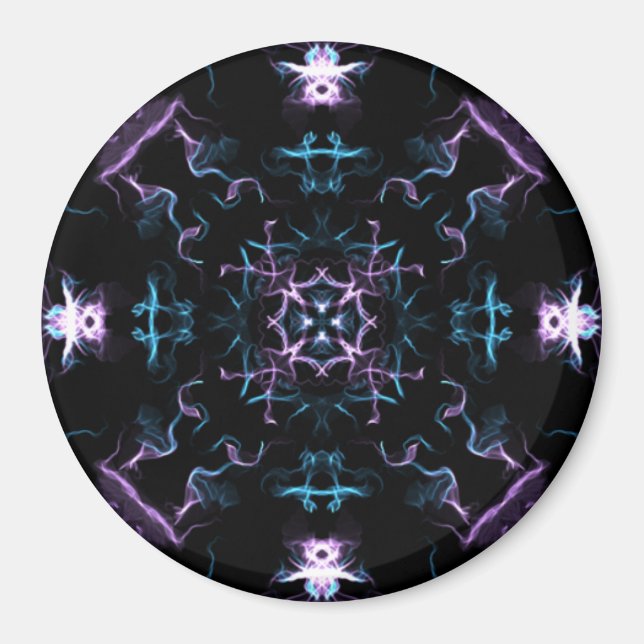 Imã Flor de Mandala Roxo e Azul (Frente)