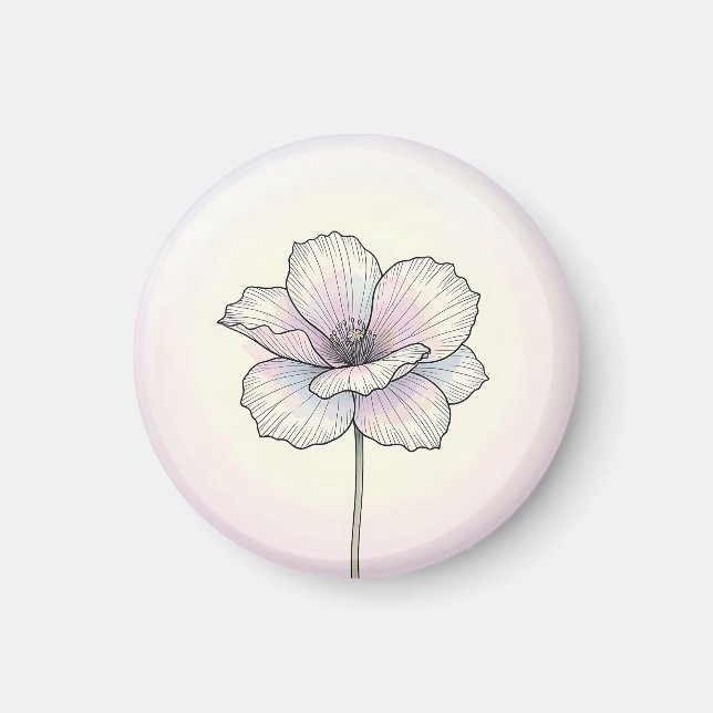 Imã Flor de Papoula Pastel Delicada (Frente)