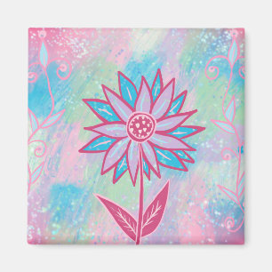 Imã Flor de Pastel Desenhada à Mão Fofa