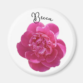Imã Flor de Peônias Rosa Vibrante Personalizado
